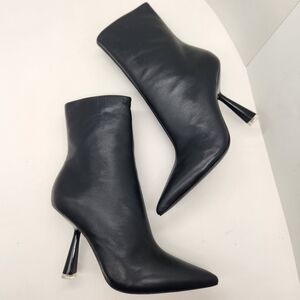Black Suede Studio Booties 10 Black Leather Jelena Pointy Architectural New $468